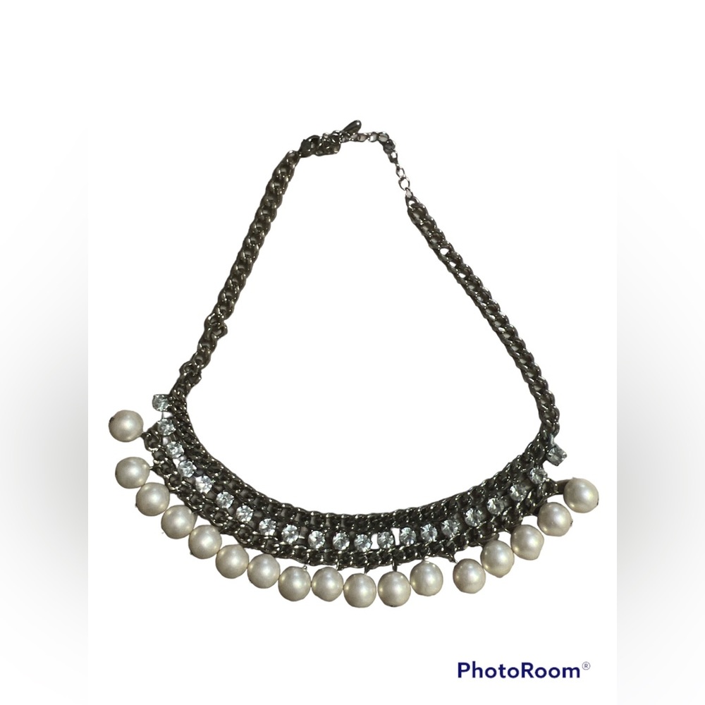 Necklace pearls and rhinestones.